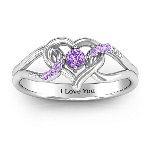 You Have My Heart Ring with Accents – Sterling Silver with Amethyst and Amethyst Premium Zirconia
