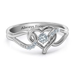 You Have My Heart Ring with Accents in 925 Sterling Silver with Diamond