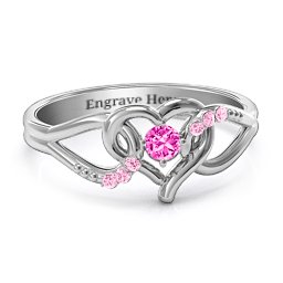 You Have My Heart Ring with Accents in 925 Sterling Silver with Pink Tourmaline and Fancy Pink Premium Zirconia
