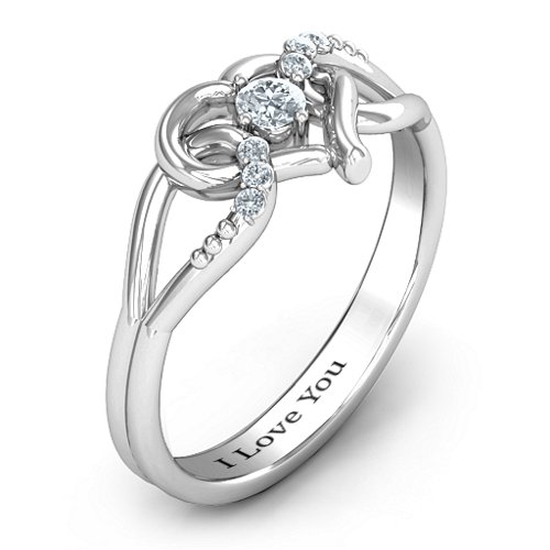 You Have My Heart Ring with Accents – Sterling Silver with Diamond
