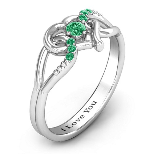 You Have My Heart Ring with Accents – Sterling Silver with Emerald and Green Premium Zirconia