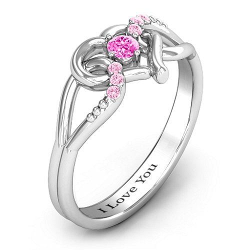 You Have My Heart Ring with Accents – Sterling Silver with Pink Tourmaline and Fancy Pink Premium Zirconia