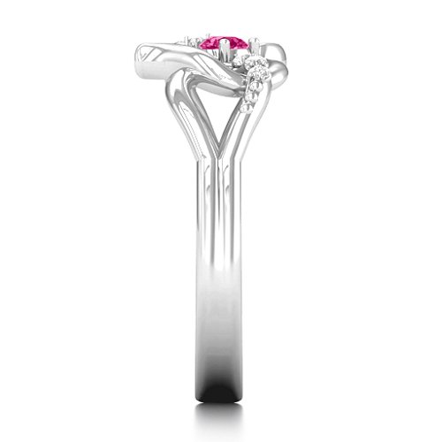 You Have My Heart Ring with Accents – Sterling Silver with Ruby and White Premium Zirconia