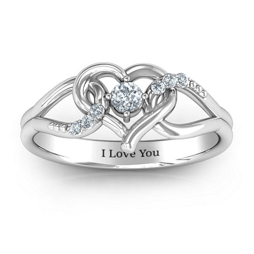 You Have My Heart Ring with Accents – Sterling Silver with Diamond