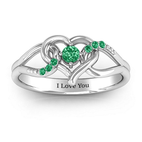 You Have My Heart Ring with Accents – Sterling Silver with Emerald and Green Premium Zirconia