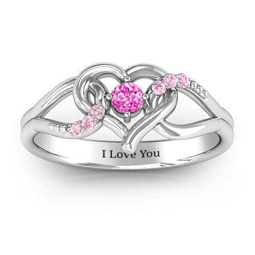 You Have My Heart Ring with Accents – Sterling Silver with Pink Tourmaline and Fancy Pink Premium Zirconia
