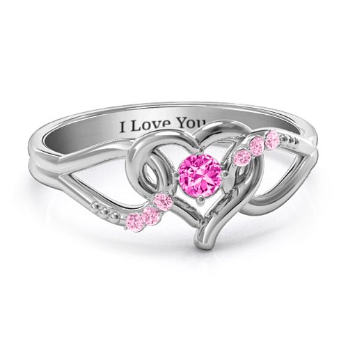 You Have My Heart Ring with Accents – Sterling Silver with Pink Tourmaline and Fancy Pink Premium Zirconia