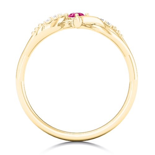 You Have My Heart Ring with Accents – 10K Yellow Gold with Ruby and White Premium Zirconia