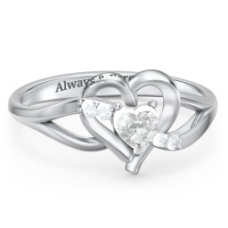 Infinity and Heart Birthstone Ring with Accents
