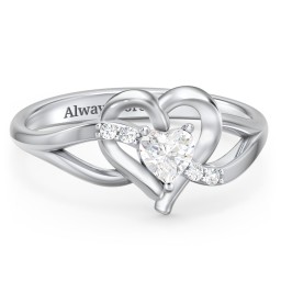 Infinity and Heart Birthstone Ring with Accents