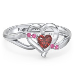 Infinity and Heart Birthstone Ring with Accents