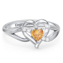 Infinity and Heart Birthstone Ring with Accents