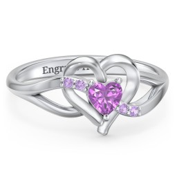 Infinity and Heart Birthstone Ring with Accents
