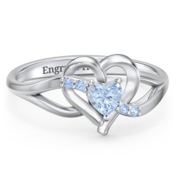 Infinity and Heart Birthstone Ring with Accents