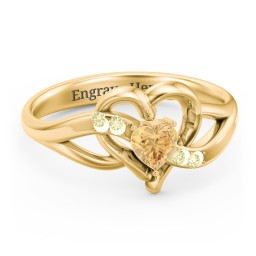 Infinity and Heart Birthstone Ring with Accents