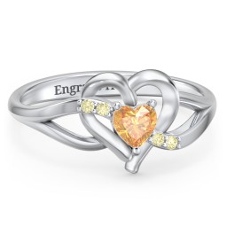 Infinity and Heart Birthstone Ring with Accents