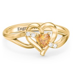 Infinity and Heart Birthstone Ring with Accents