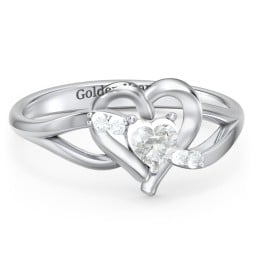 Infinity and Heart Birthstone Ring with Accents