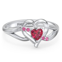 Infinity and Heart Birthstone Ring with Accents