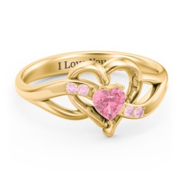 Infinity and Heart Birthstone Ring with Accents
