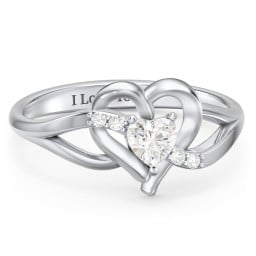 Infinity and Heart Birthstone Ring with Accents
