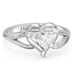 Infinity and Heart Birthstone Ring with Accents