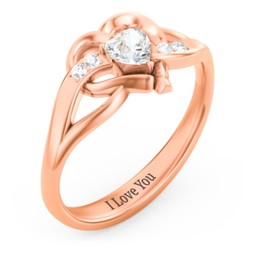 Infinity and Heart Birthstone Ring with Accents