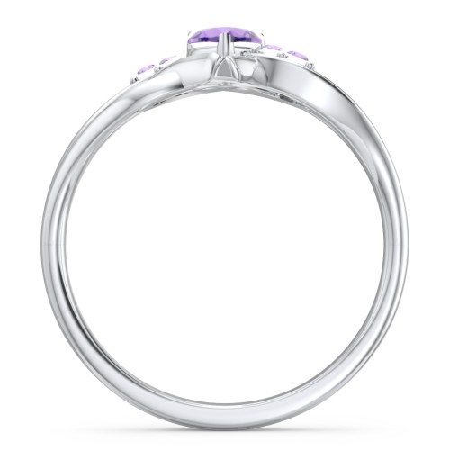 Infinity and Heart Birthstone Ring with Accents