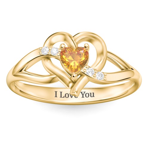 Infinity and Heart Birthstone Ring with Accents