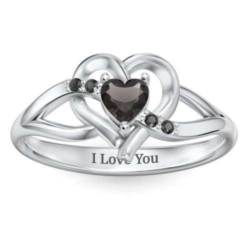 Infinity and Heart Birthstone Ring with Accents
