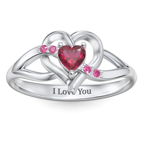Infinity and Heart Birthstone Ring with Accents