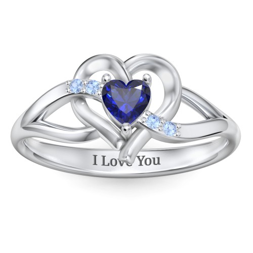 Infinity and Heart Birthstone Ring with Accents