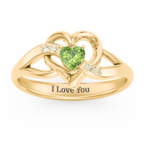 Infinity and Heart Birthstone Ring with Accents