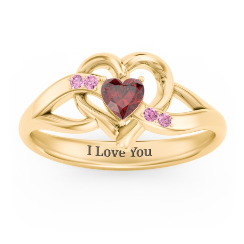Infinity and Heart Birthstone Ring with Accents