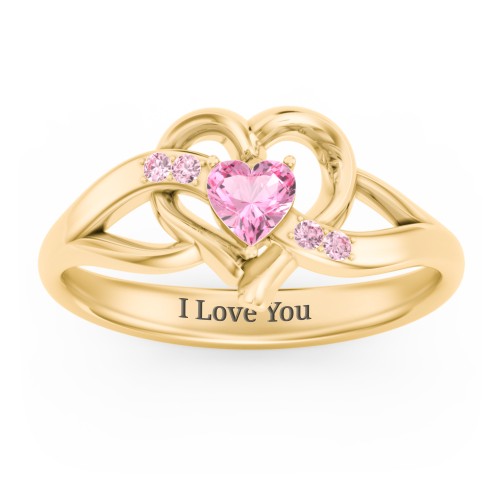 Infinity and Heart Birthstone Ring with Accents
