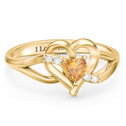 Infinity and Heart Birthstone Ring with Accents