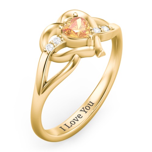 Infinity and Heart Birthstone Ring with Accents – 18K Gold Plated Silver with Citrine and White Premium Zirconia