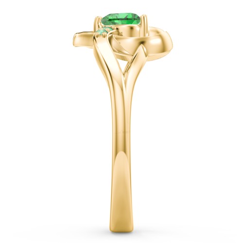 Infinity and Heart Birthstone Ring with Accents – 18K Gold Plated Silver with Emerald and Green Premium Zirconia