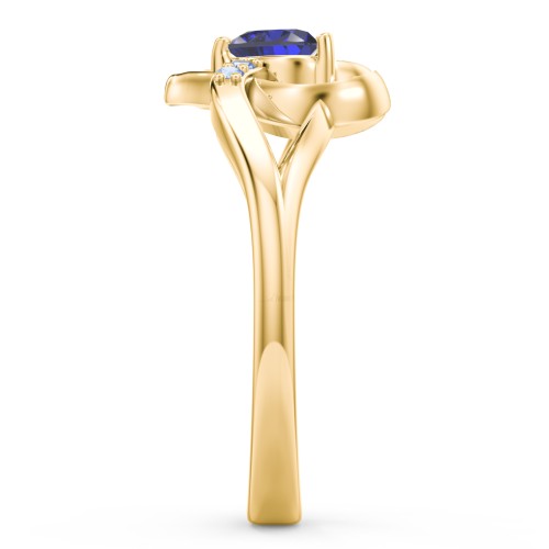 Infinity and Heart Birthstone Ring with Accents – 18K Gold Plated Silver with Blue Sapphire and Fancy Blue Premium Zirconia