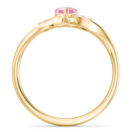Infinity and Heart Birthstone Ring with Accents – 18K Gold Plated Silver with Pink Tourmaline and Fancy Pink Premium Zirconia