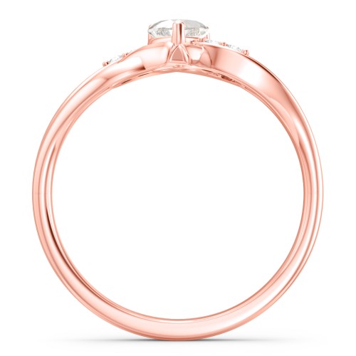 Infinity and Heart Birthstone Ring with Accents – 10K Rose Gold with Cubic Zirconia and White Premium Zirconia