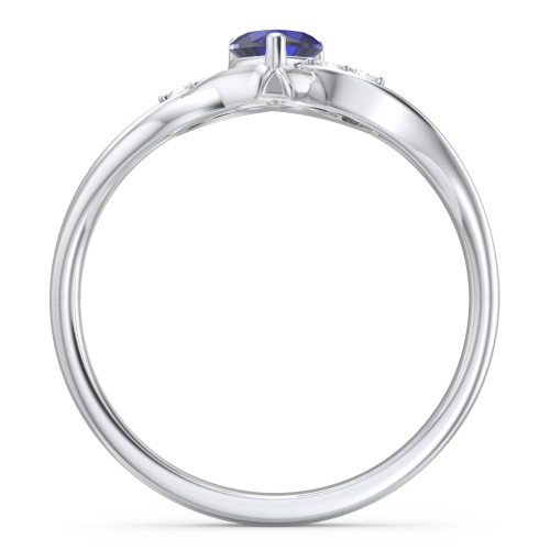 Infinity and Heart Birthstone Ring with Accents – Sterling Silver with Blue Sapphire and White Premium Zirconia