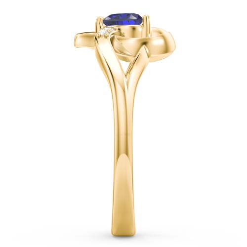 Infinity and Heart Birthstone Ring with Accents – 10K Yellow Gold with Blue Sapphire and White Premium Zirconia