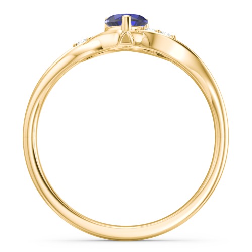 Infinity and Heart Birthstone Ring with Accents – 10K Yellow Gold with Blue Sapphire and White Premium Zirconia