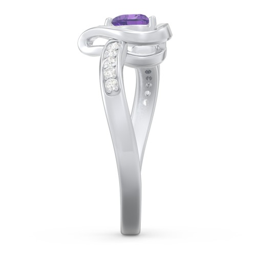 Falling For You Accented Heart Ring – Sterling Silver with Amethyst and White Premium Zirconia