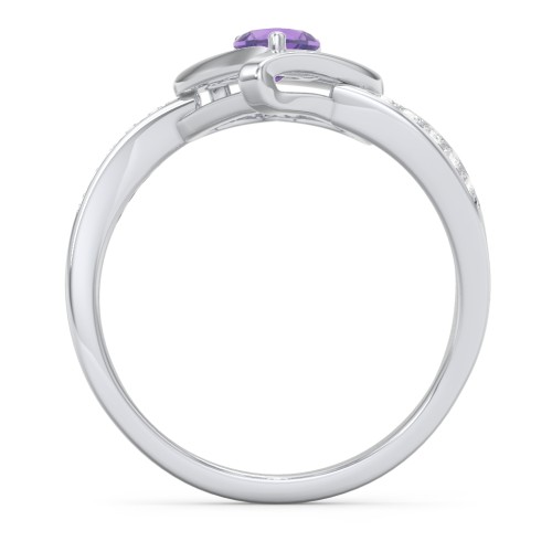 Falling For You Accented Heart Ring – Sterling Silver with Amethyst and White Premium Zirconia