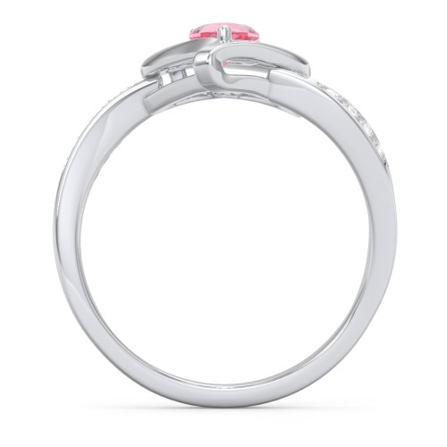 Falling For You Accented Heart Ring – Sterling Silver with Pink Tourmaline and White Premium Zirconia