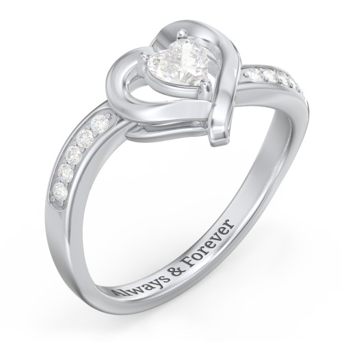 Falling For You Accented Heart Ring – Sterling Silver with Diamond