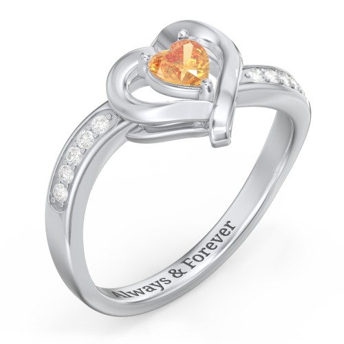Falling For You Accented Heart Ring – Sterling Silver with Citrine and White Premium Zirconia