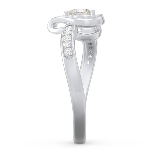 Falling For You Accented Heart Ring – Sterling Silver with Cubic Zirconia and White Premium Zirconia